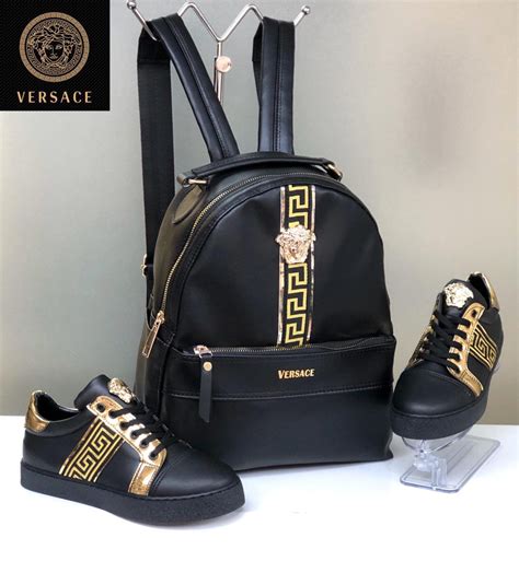 versace black back pack|versace gift set with backpack.